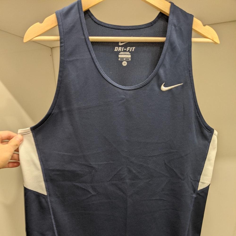 NIKE SINGLET MENS TANK DRI FIT NAVY